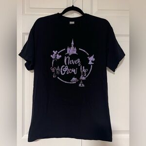 Disney Never Grow Up Black Tee Shirt